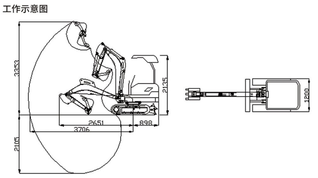 MWD2/0.12L液壓挖掘機工作示意圖